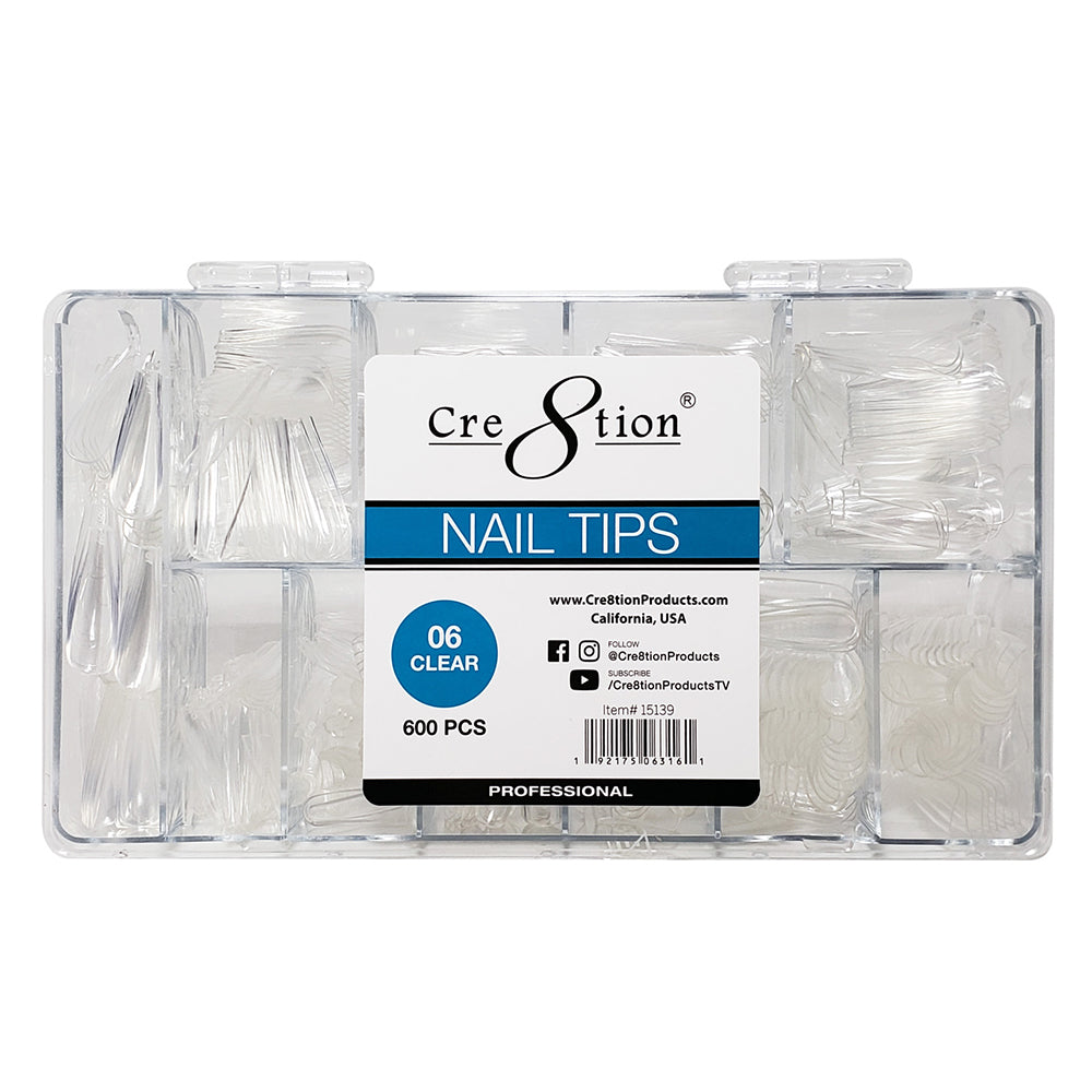 Cre8tion Nail Tips 600pcs 06 Clear Coffin 15139