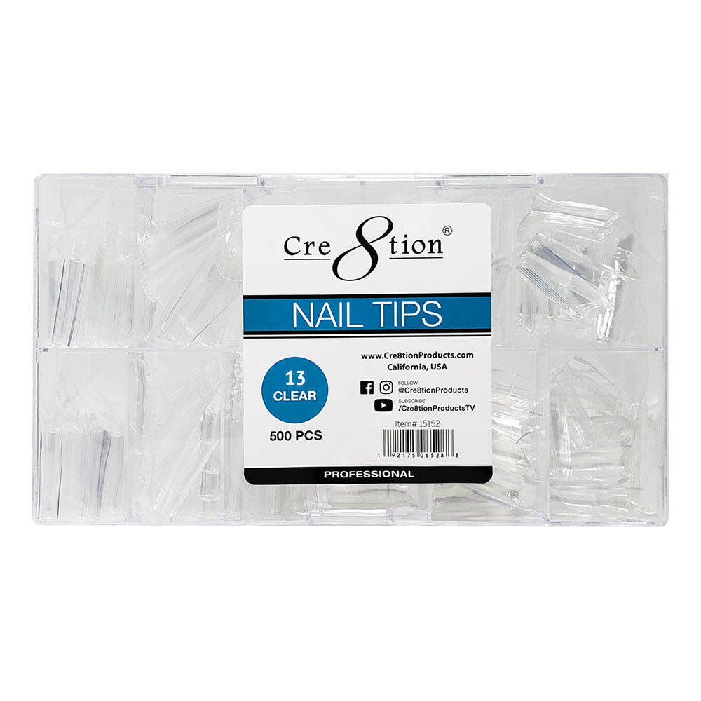 Cre8tion Nail Tips 500pcs 13 Clear Extra Long Straight 15207