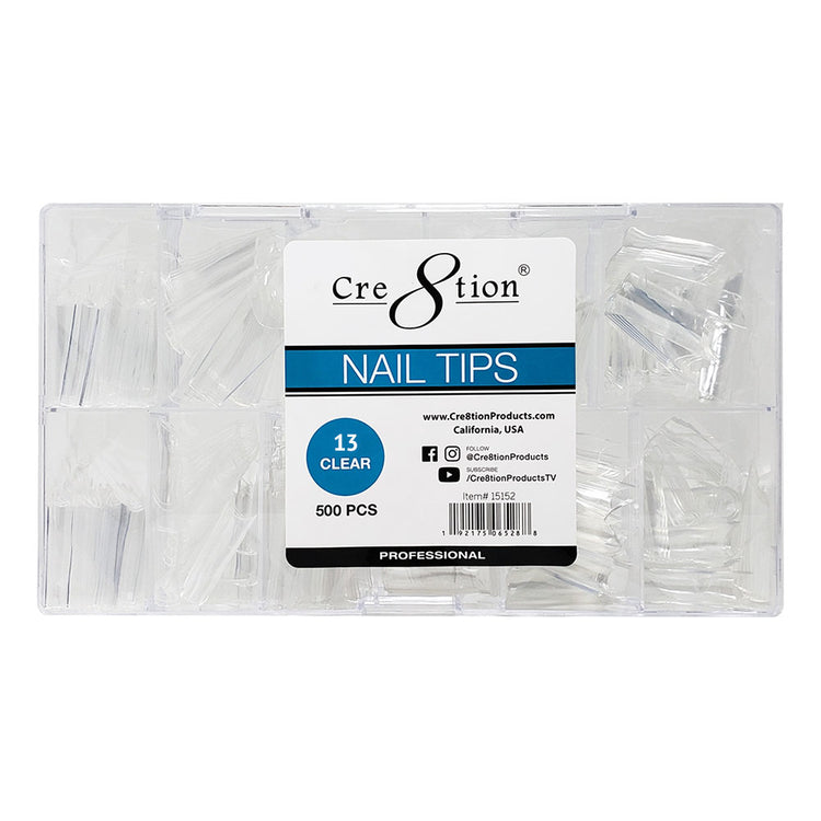 Cre8tion Nail Tips 500pcs 13 Clear Extra Long Straight 15207