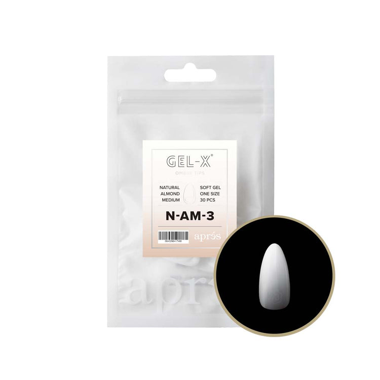 Apres Gel-X Soft Gel Ombre Tips Natural Almond Medium NAM3