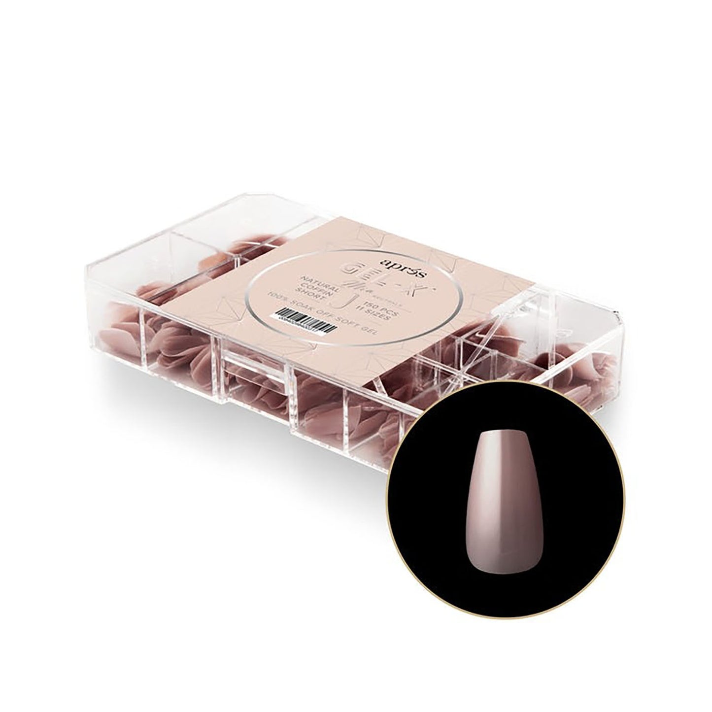 Apres Gel-X Mia Neutrals Natural Coffin Short 150PC 40031