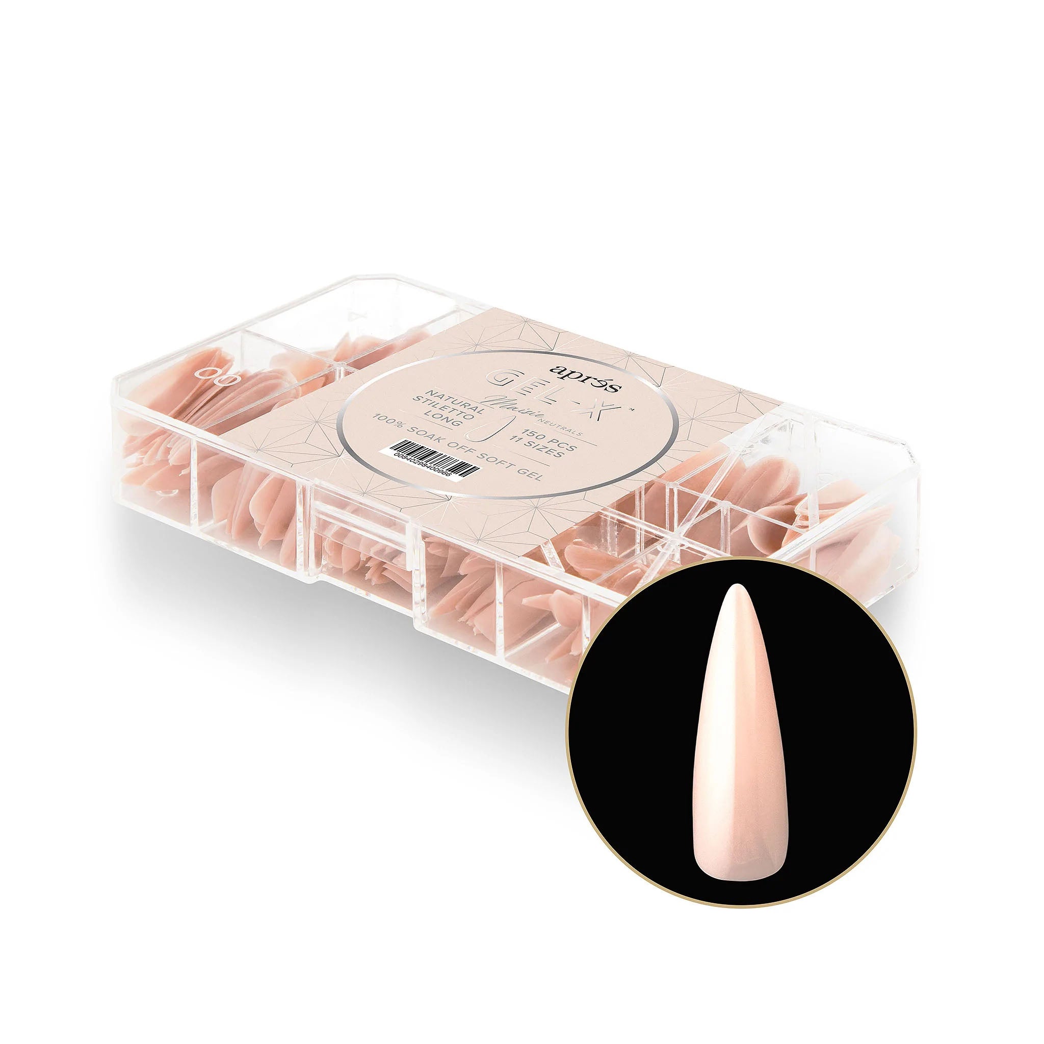 Apres Gel-X Maisie Neutrals Natural Stiletto Long150PC 40096
