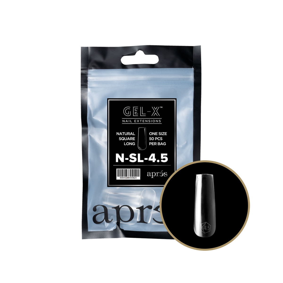 Apres Gel-X Embouts Individuels Carré Naturel Long 50PC NSL4.5