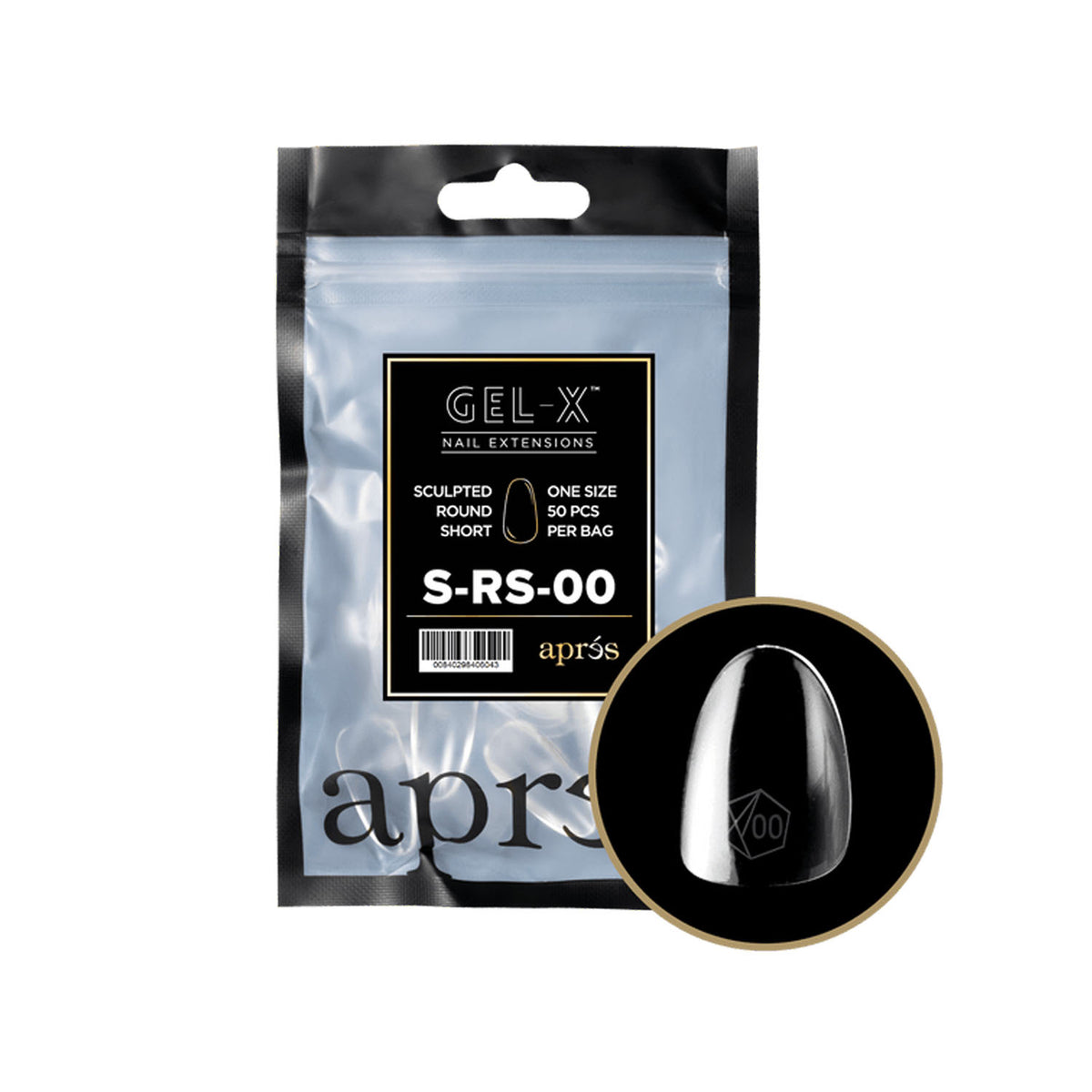 Apres Gel-X Đầu móng riêng lẻ Sculpted Round Short 50PK SRS00