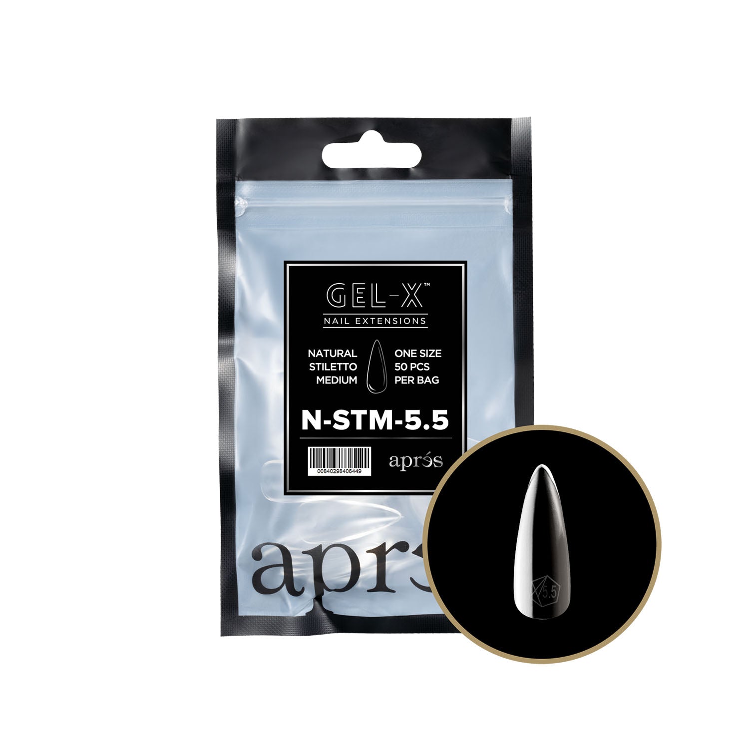 Apres Gel-X Tips Natural Stiletto Medium Refill Bag NSTM5.5