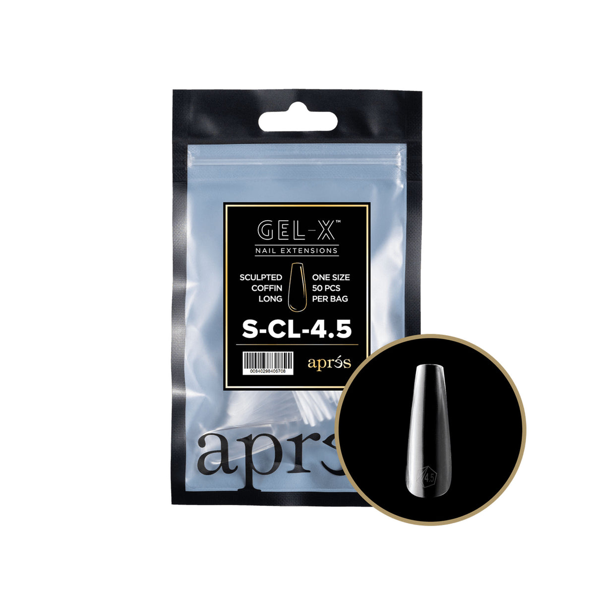 Apres Gel-X Individual Tips Sculpted Coffin Long 50PK SCL4.5