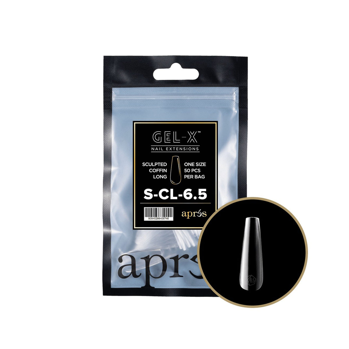 Apres Gel-X Individual Tips Sculpted Coffin Long 50PK SCL6.5