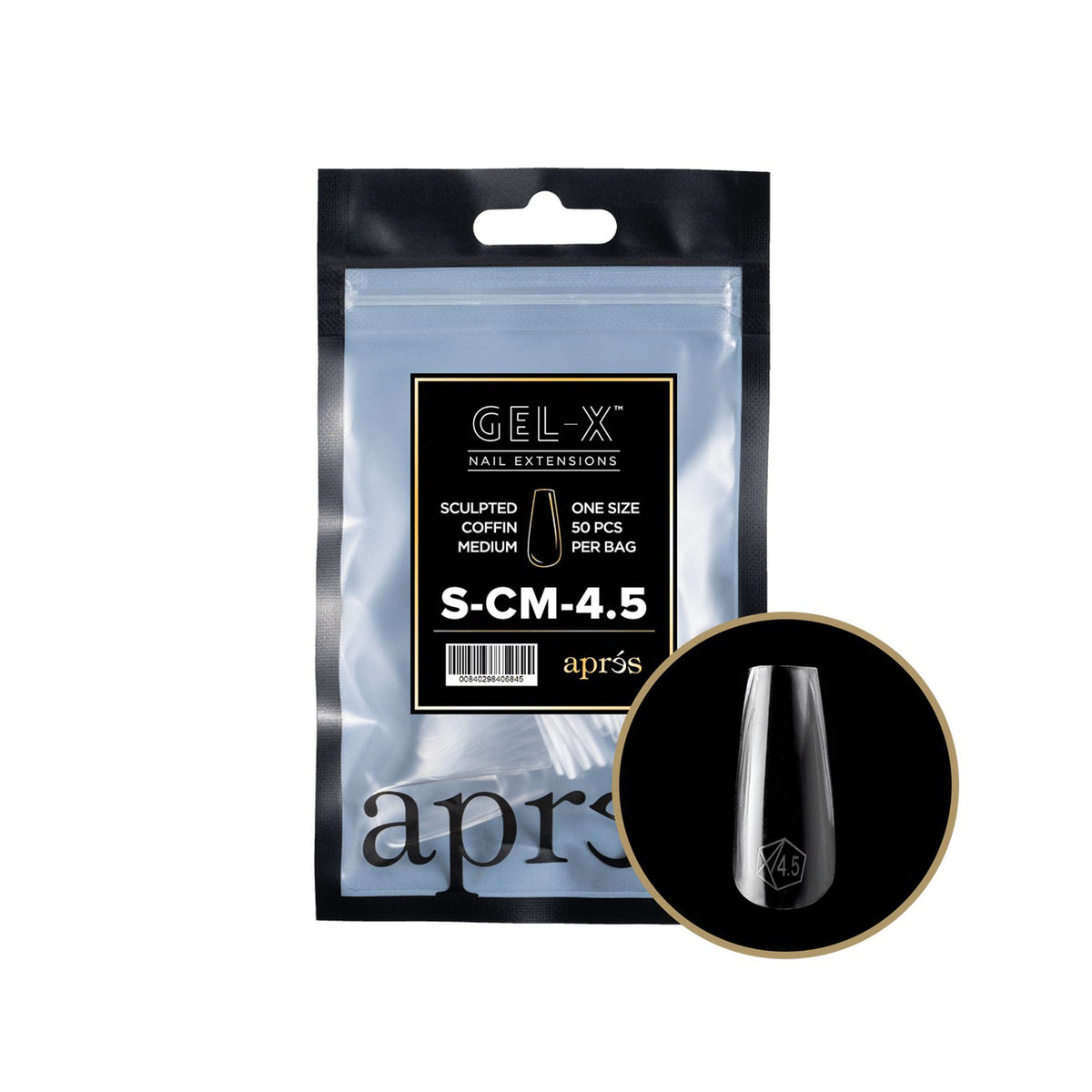 Apres Gel-X Tips Sculpted Coffin Medium 50PK SCM4.5 40684