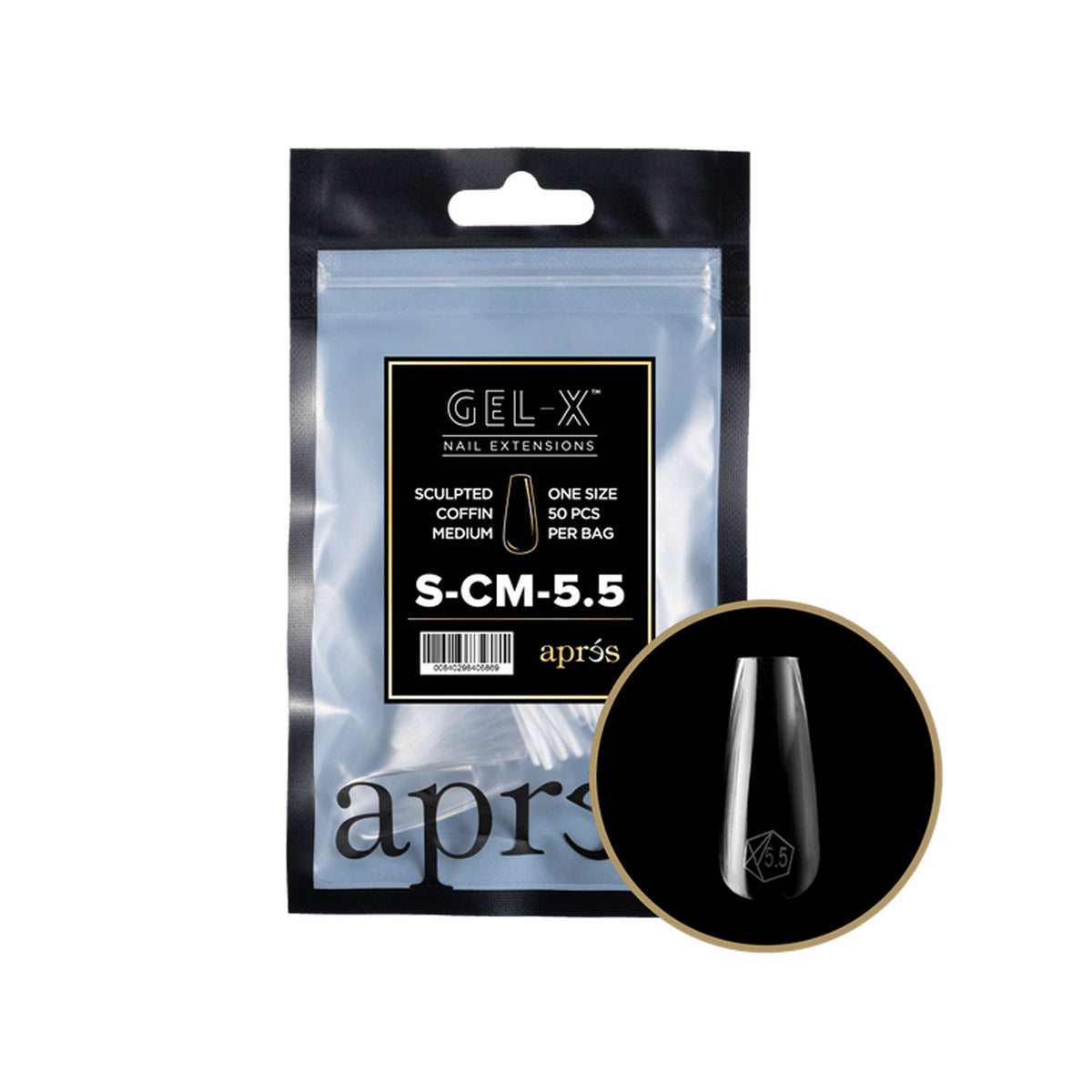Móng úp Apres Gel-X Tips Sculpted Coffin Medium 50 chiếc SCM5.5