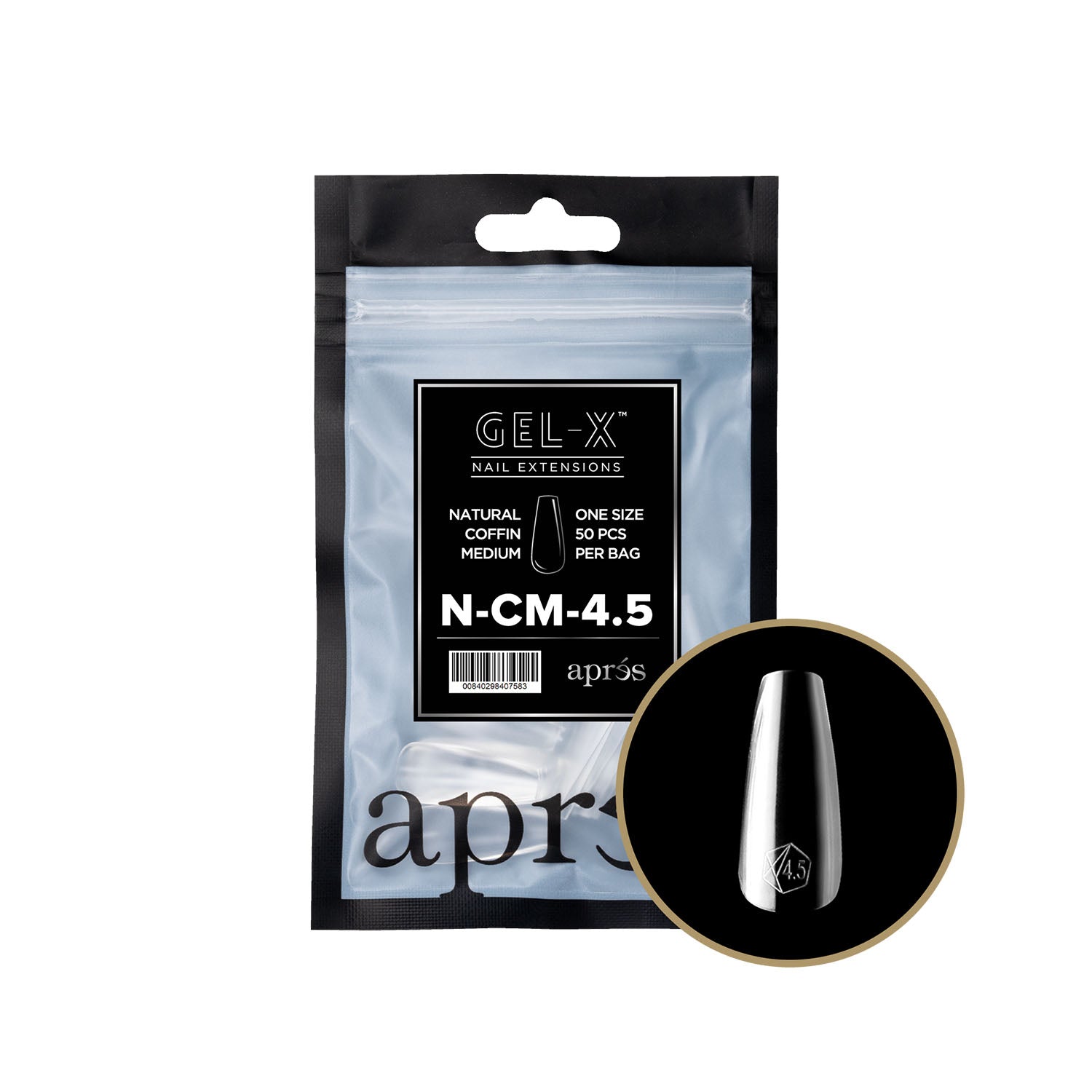 Apres Gel-X Tips Natural Coffin Medium Refill Bag NCM4.5