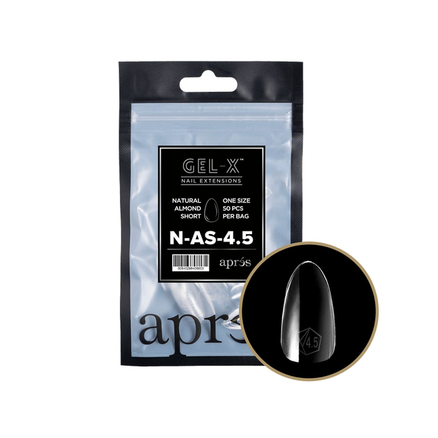 Apres Gel-X Soft Gel Tips Natural Almond Short N-AS-4.5
