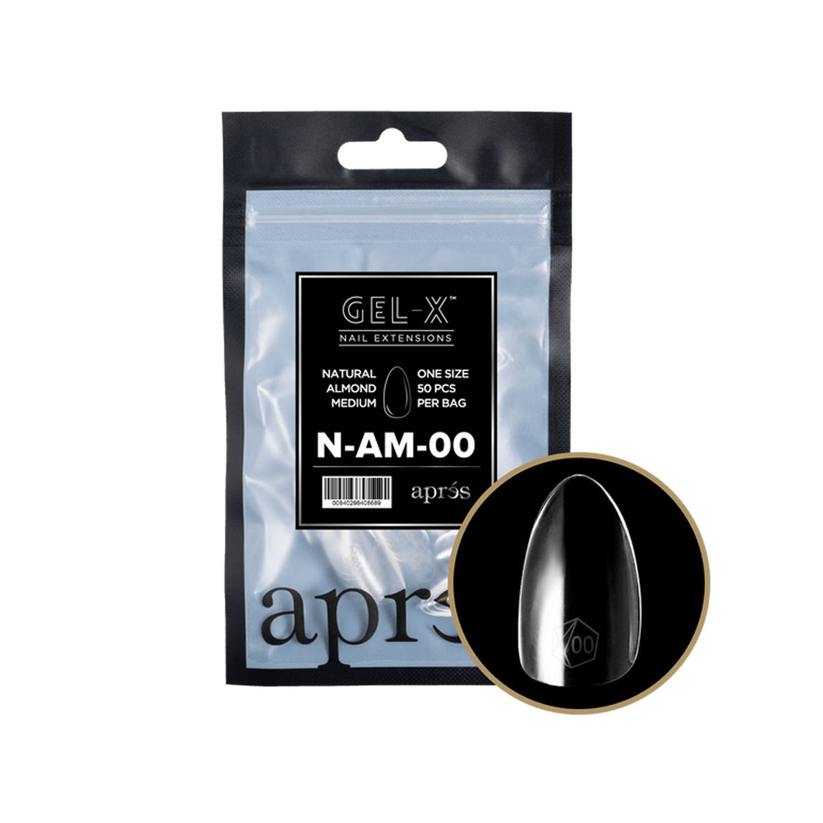 Apres Gel-X Tips Natural Almond Medium Sachet de Rechange NAM00