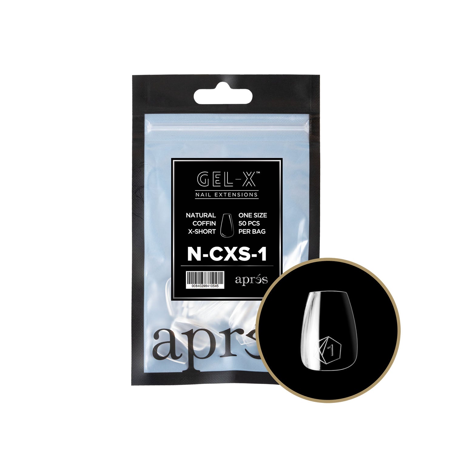 Apres Gel-X Tips Natural Coffin X-Short Refill Bag NCXS1