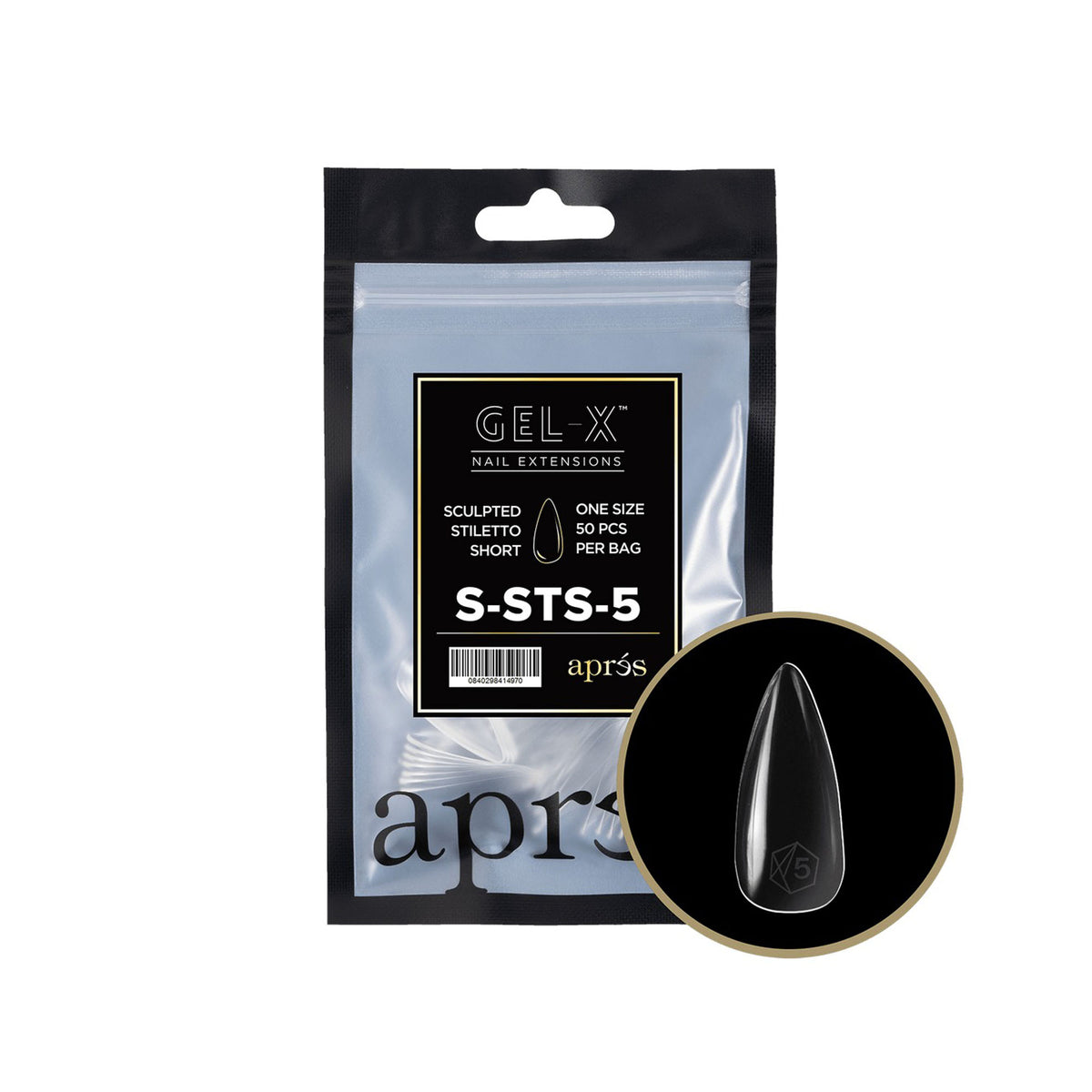 Apres Gel-X Tips Sculpted Stiletto Short Refill Bag SSTS5