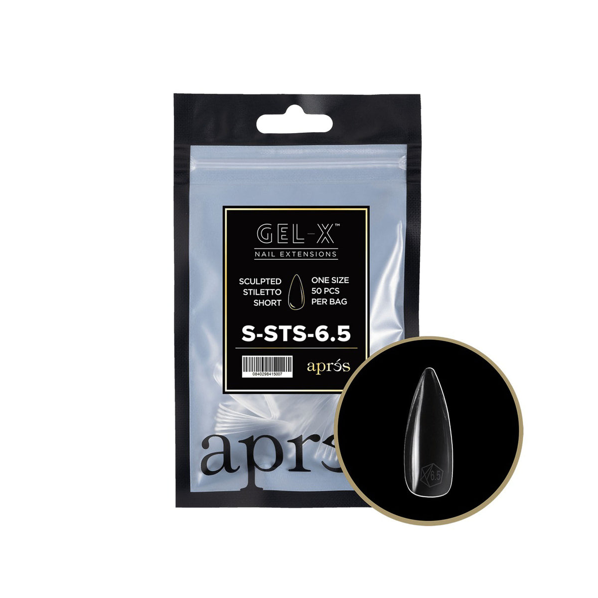 Apres Gel-X Tips Sculpted Stiletto Short Refill Bag SSTS6.5