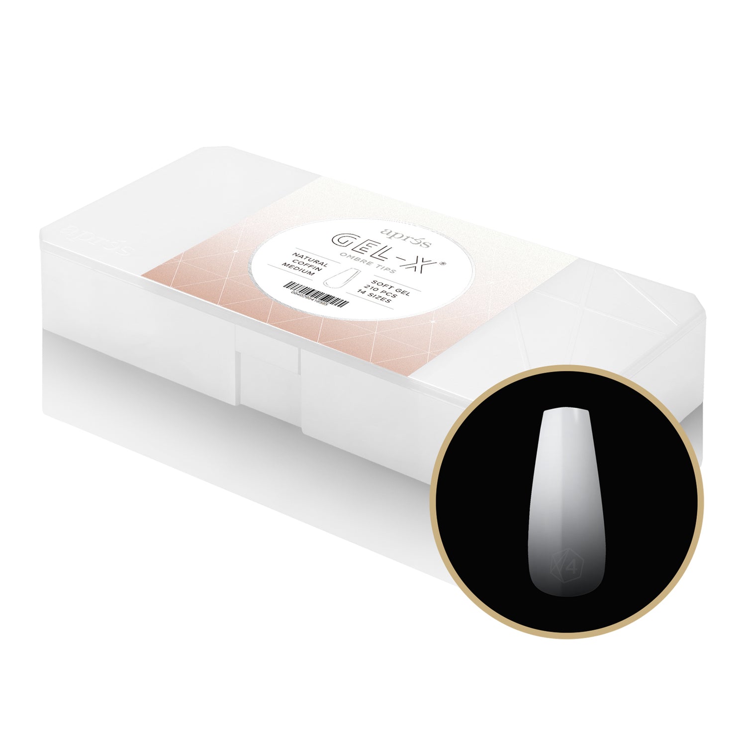 Apres Gel-X Soft Gel Ombre Tips Natural Coffin Medium 41658