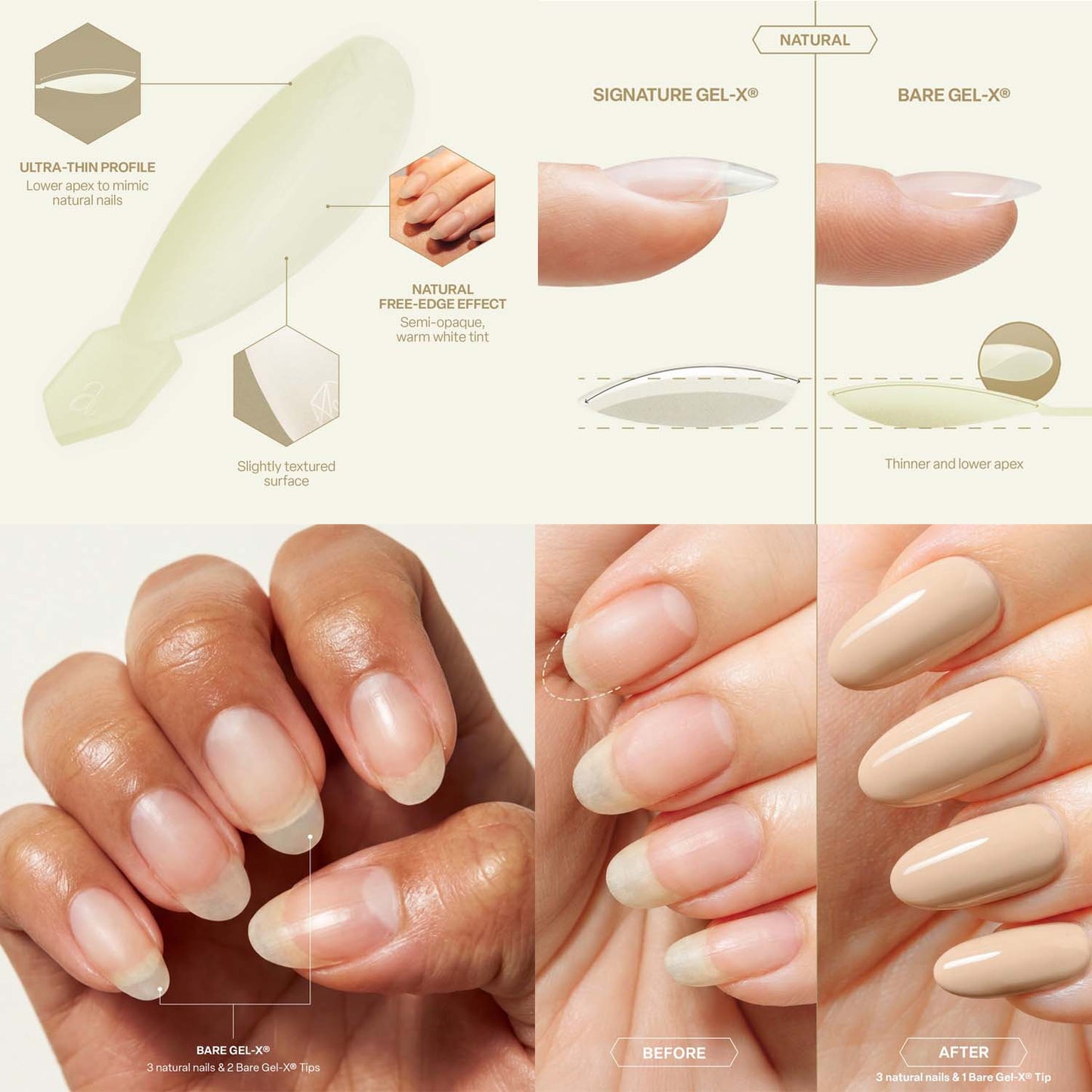 Apres Bare Gel-X Natural Tips 280Pcs 16 Sizes AP-3BRN-280