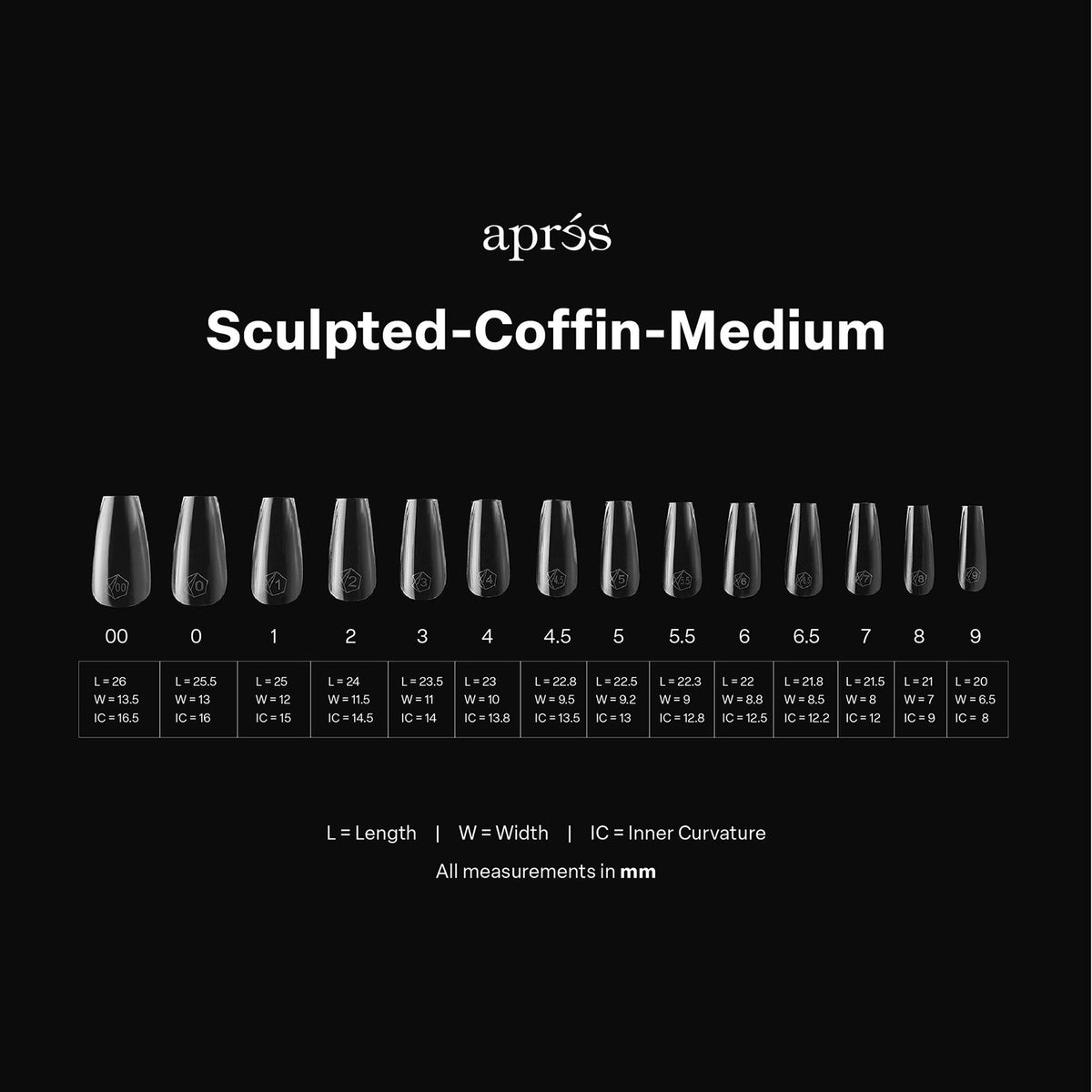 Apres Gel-X Tips Sculpted Coffin Medium Soft 600Pcs 40161