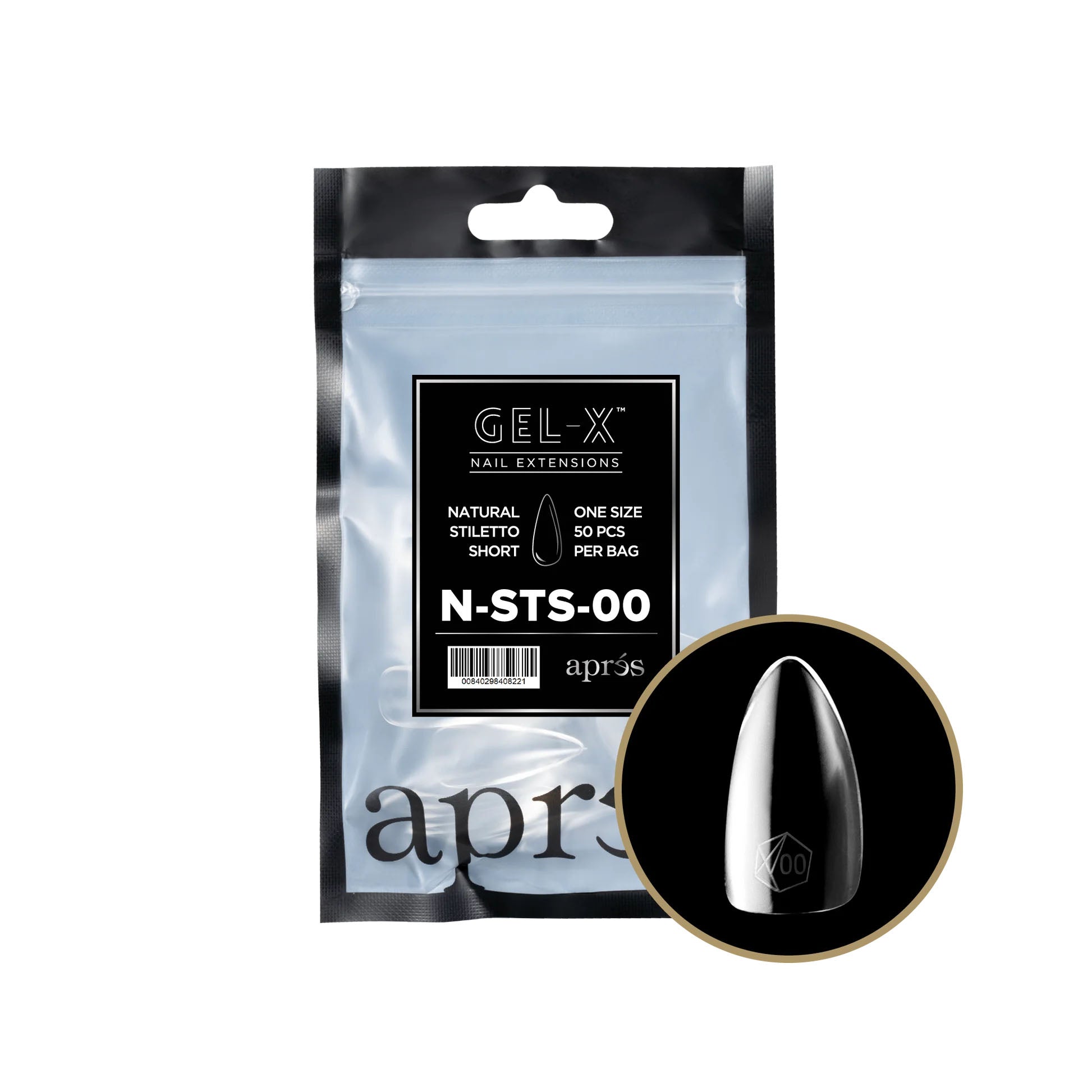 Apres Gel-X Tips Natural Stiletto Short Refill NSTS00 08221