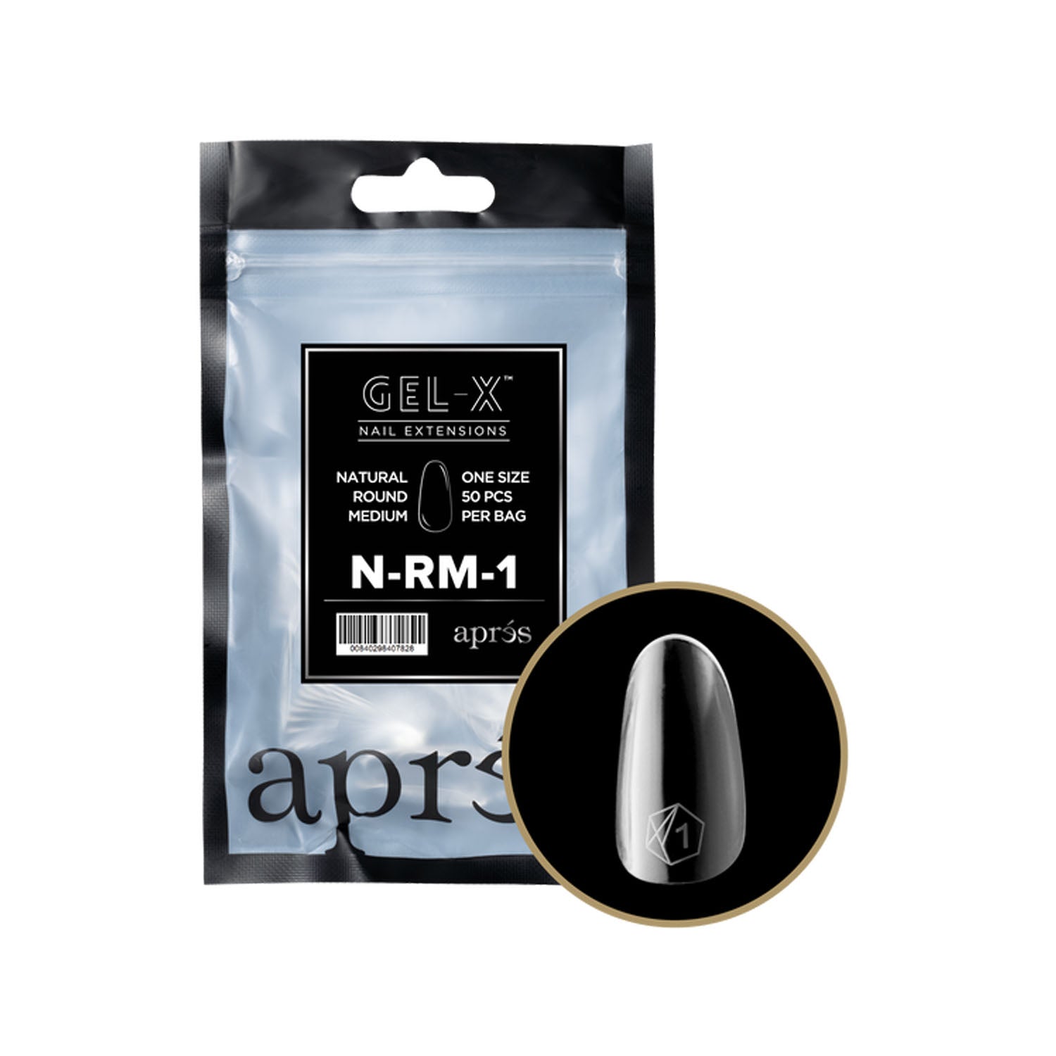 Apres Gel-X Individual Tips Natural Round Medium 50PK NRM1