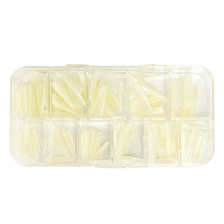 USN Natural Stiletto Tips Size 0-10 In Box 540 Tips 00311