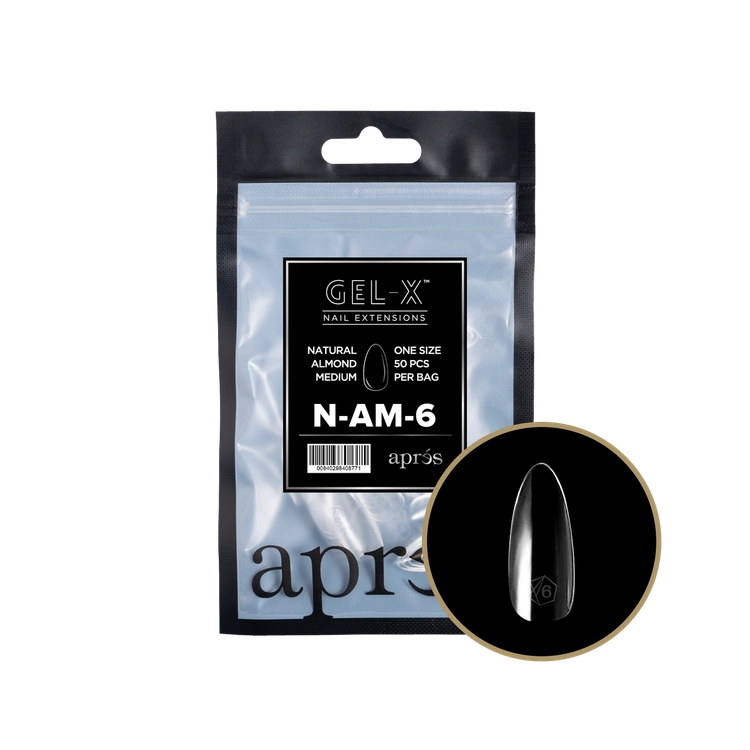 Apres Gel-X Tips Natural Amande Moyenne Sachet de Recharge NAM6